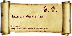 Haiman Veréna névjegykártya